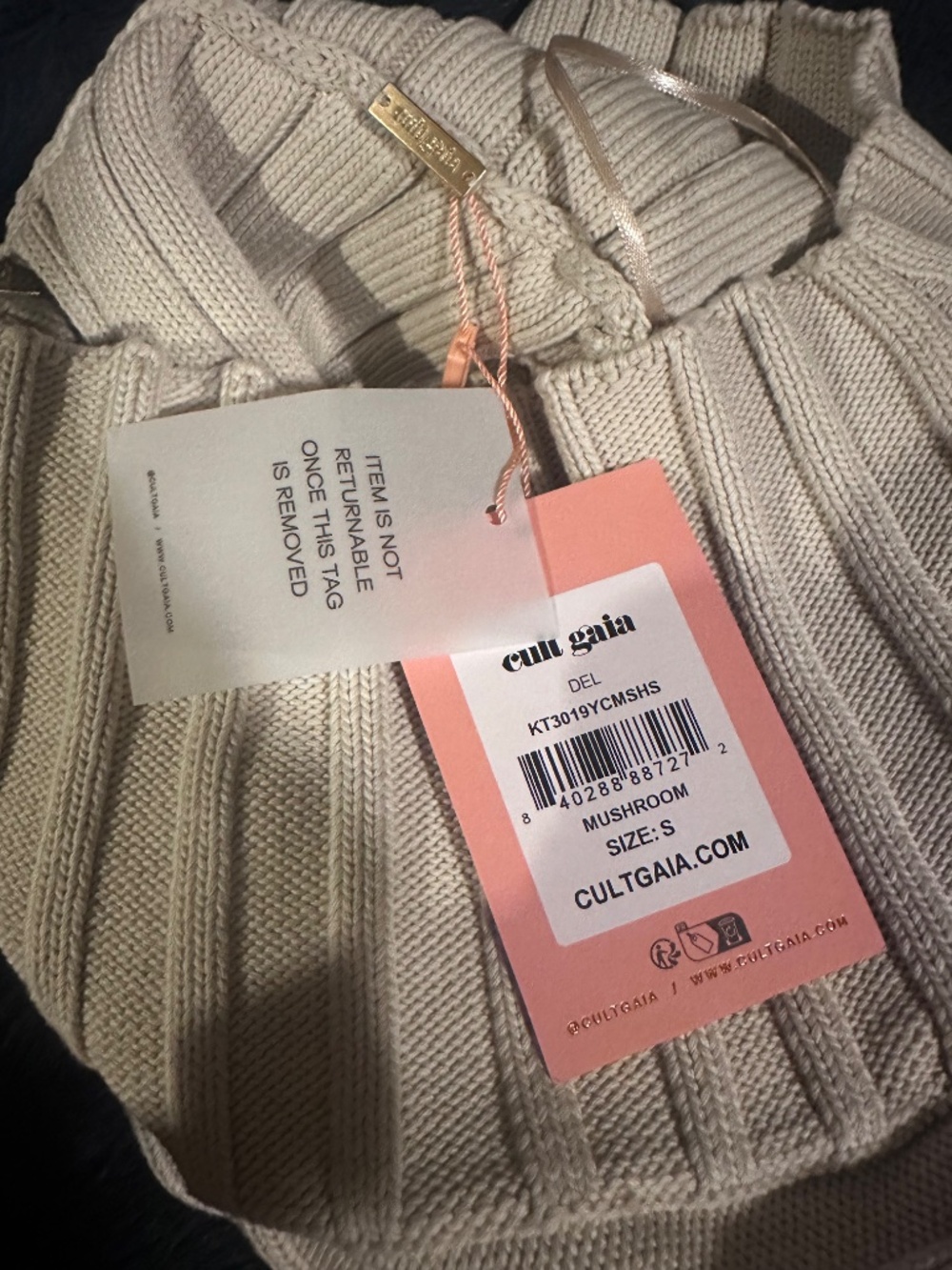 NWT Cult Gaia Del Knit Top in Mushroom, style KT3019YC - Picture 5 of 5